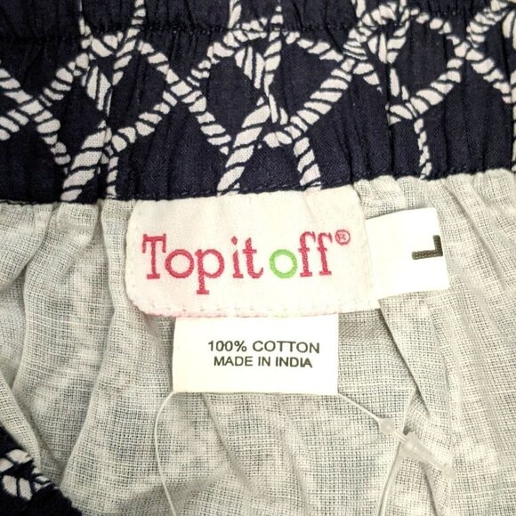 NWT Top It Off 100% Cotton Navy Blue & White Rope Print Casual Skirt Sz Large - Picture 4 of 8